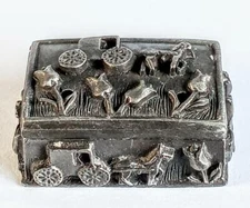 Torino Pewter Trinket Box ~ The Lid is a Brooch ~ Dainty!