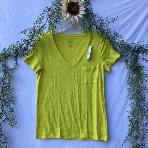 New J. Crew Linen Tee Xs Pocket T-Shirt 