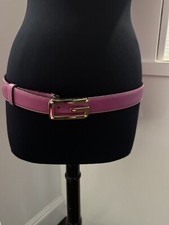 New Authentic Gucci Fuschia Pink Purple Leather Gold G Buckle Belt 80/38 Rare