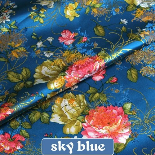 Damask Chinese Embroidery Flower Brocade Silky Satin Fabric Jacquard Blossom New - Picture 16 of 18