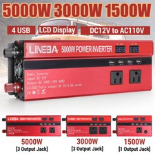 5000W/3000W DC 12V/24V to AC 110V Power Inverter with 4 USB Ports Fast Charge