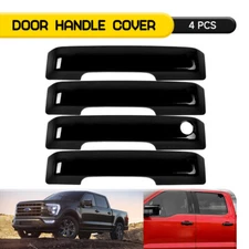 Fit 2021-2025 Ford F150 Crew Door Handle COVERS W/o Smart Keyholes Gloss Black D