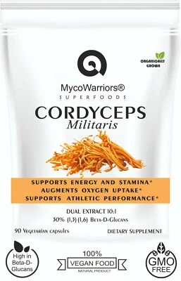 MYCOWARRIORS CORDYCEPS Militaris Mushroom Dual Extract 10:1 30% (1,3) (1,6) Beta-D-Glucans