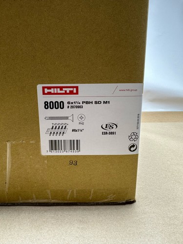 8000x Pack Lot Hilti Self-drilling Drywall Screws 6 x 1-1/4" PBH SD M1 #2070963 - Picture 2 of 9