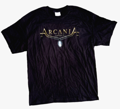 Arcania Gothic 4 Xbox 360 Official Promo Tee Black T-Shirt Sword Graphic Men's L