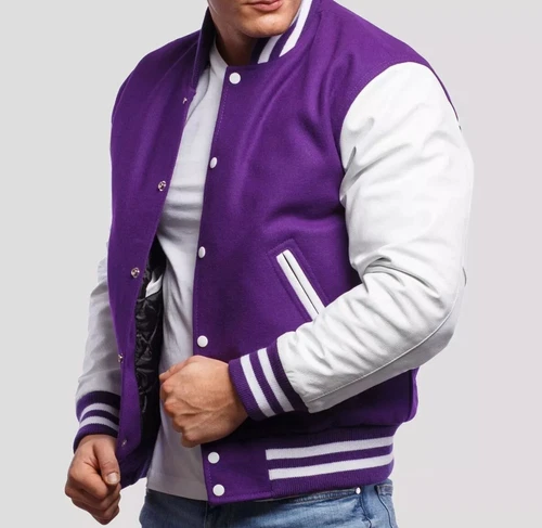 Versity Letterman jacket 100% Wool Body-cowhide Leather Sleeves Customize Logo - product listing photo