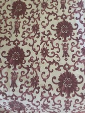 RALPH LAUREN Porcelain Rosette Floral Twin Flat Sheet Red White Vintage USA Made