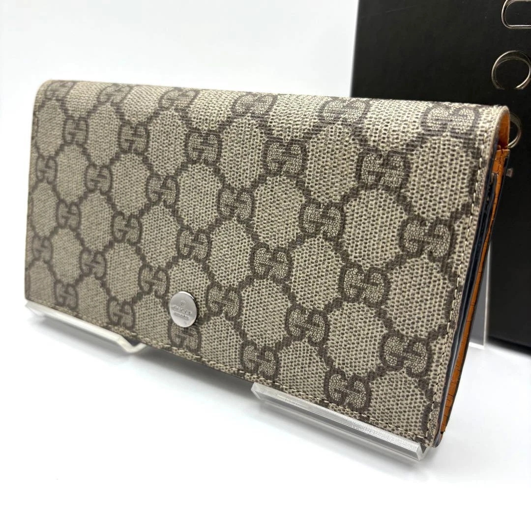 GUCCI Portefeuille Long Portefeuille Bi Pliable GG Supreme PVC