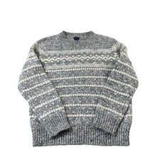 J.Crew Gray Cream Wool Alpaca Fair Isle Nordic Knit Sweater Size Medium