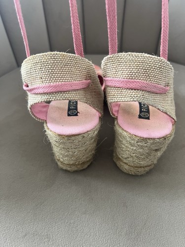 Picnic Wedges Gr. 38 Sandalen Rosa Espadrilles zum Schnüren Keilabsatz - Bild 4 von 5