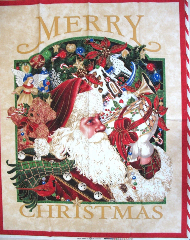 VIP Cranston MERRY CHRISTMAS SANTA SLEIGH Fabric Panel HOLIDAY 45X36" LGD studio - Image 2 of 4