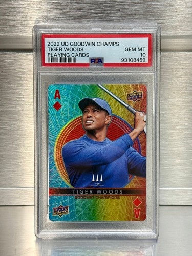 2022 UD Goodwin Champs Tiger Woods Playing Cards PSA 10! POP 89