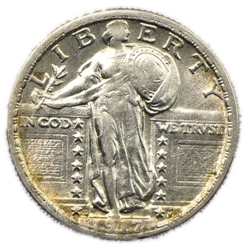 1917 S T2 San Francisco Standing Liberty Quarter SLQ 25c Almost Uncirculated AU+