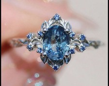 White Gold Plated 2Ct Princess Cut Blue Sapphire Women's Engagement Ring