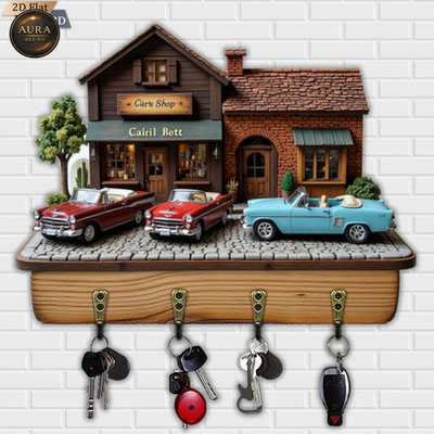 Wand Schlüsselanhänger 30cm - Car's Shop Organizer 2D 4 Haken Eingang