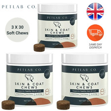 3 X 30 Petlab Skin and Coat Chews Uniquely Designed to help your Dog Health