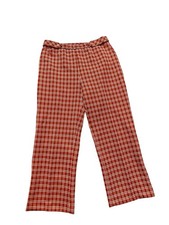 Vintage Alex Colman California Burnt Orange Plaid Women  s Pants 1960s Retro
