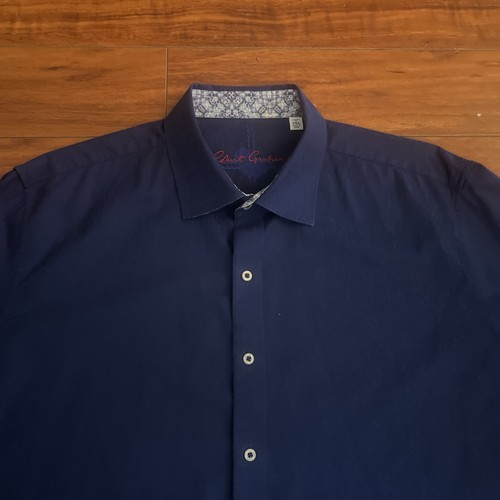 Camicia Robert Graham con bottoni LS uomo 3XL blu paisley polsino infradito floreale usata in ottime condizioni - Foto 5 di 15