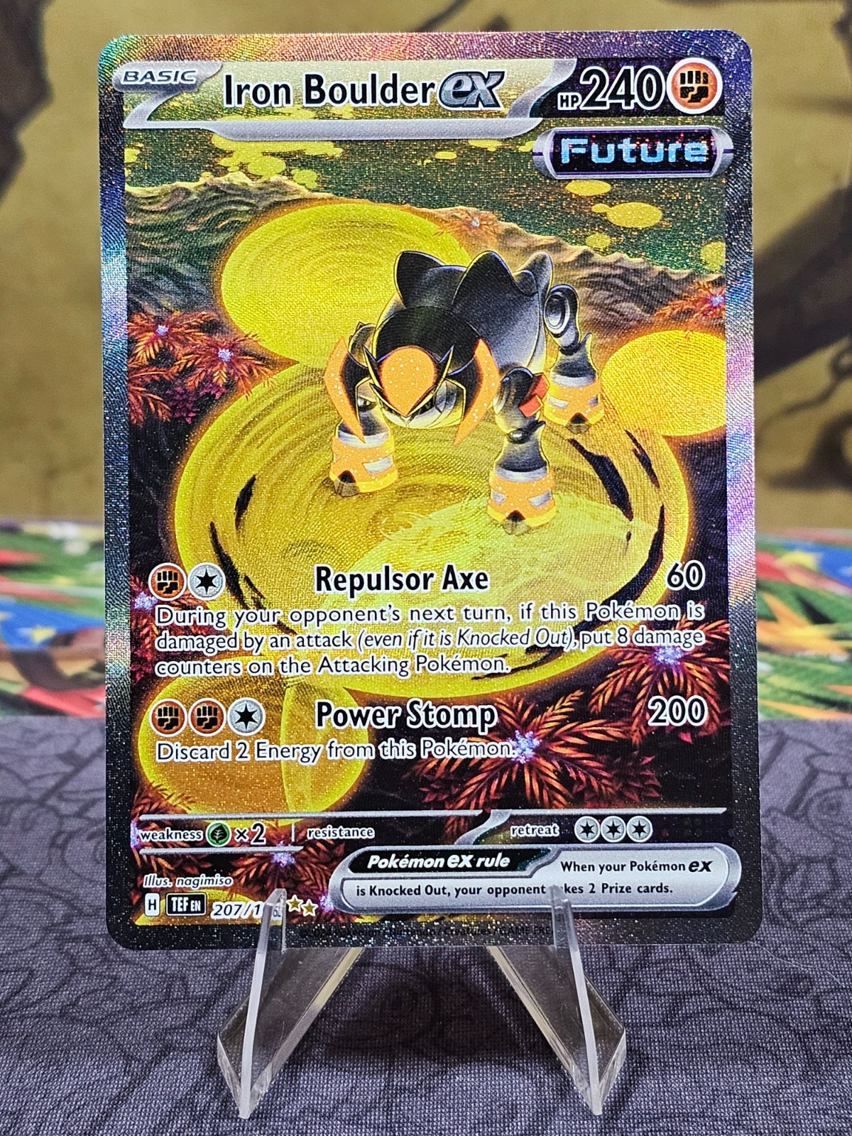 Pokémon TCG Iron Boulder ex 207/162 Temporal Forces SIR Holo Card NM