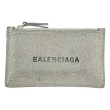 Balenciaga Glitter Fragment Card Coin Case Silver
