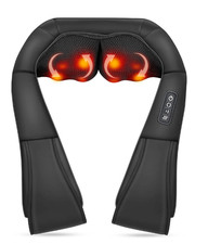 ALLJOY Shiatsu Shoulder Neck Massager with Heat 3D Deep Tissue Kneading Black
