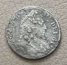 William III 1696 One Shilling Sterling Silver Ex-Shipwreck Coin With Good Detail