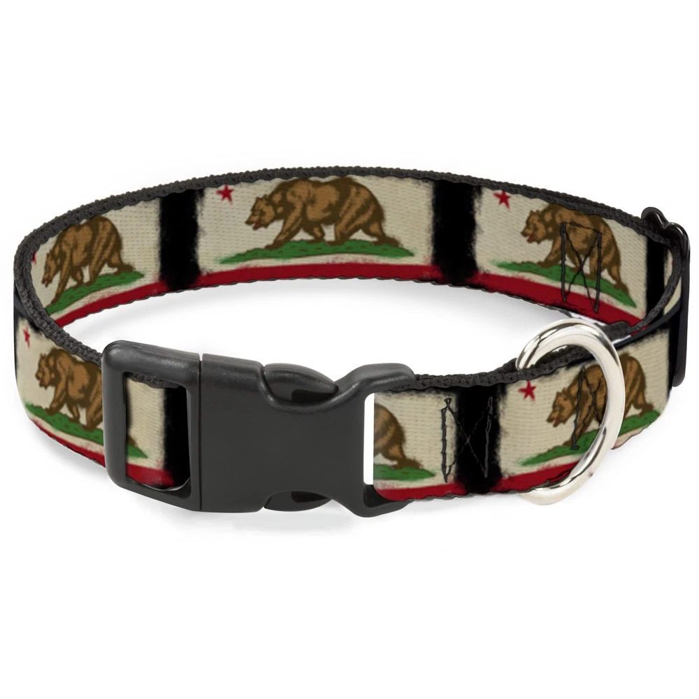 Plastic Clip Collar California Flag Distressed Painting Blocks NARROW-Medium 8.5