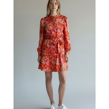 Amazon Essentials Women's Floral Shirt Dress Collared Long Sleeve Belted XXS