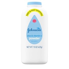Johnson's Baby Powder, Naturally Derived Cornstarch with Aloe  Vitamin E, 15 Oz