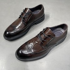 Men's Leather Round Toe Lace Up Shoes Formal Business British Work Retro Brogue