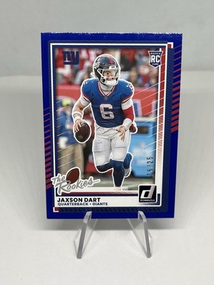 Jaxson Dart 2025 Panini Donruss Highlights Blue /25 Rookie Giants Card #DRH-9