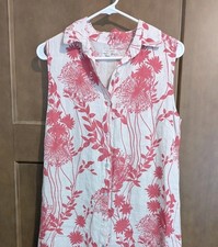 Lina Tomei Made In Italy Dress 100% Linen tropical  Floral Print Size Small 