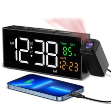 Projection Clock for Bedroom Ceiling, Alarm Clocks with 180  Rotatable Projector