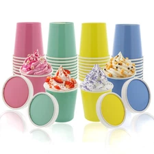 Spec101 Paper Ice Cream Cups with Lids - 40pk Disposable Paper Dessert Cups