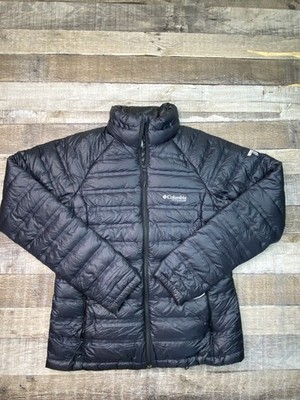 Columbia 800 Down Puffer Jacket Women s Size M Black Omni Heat Coat Full Zip