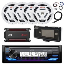 JVC KD-X38MBS USB Receiver, 4x 6.5" White Speakers, 4CH Amplifier, Accessories