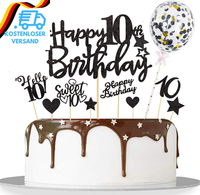 Tortendeko 10 Geburtstag Junge MäDchen,10 Stk Glitzer Kuchendeko Geburtstag 10 J