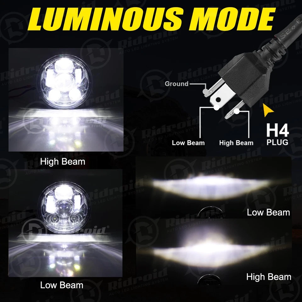 Faro LED de 5-3/4" 5,75 pulgadas haz alto bajo para Harley-Davidson Iron 883 XL883N Foto 3 de 4