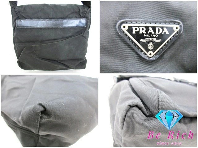 PRADA Shoulder Bag BT8994 Black Nylon Leather Triangle Plate Logo Pocono Crossbo thumbnail 9