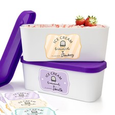 Set of 2 Reusable 1.6Qt Ice Cream Containers Perfect for Sorbet,