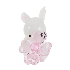  Easter Bunny Figurines - Mini Glass Animal Figures - Miniature Rabbits Holding