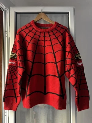 Supreme Vanson Leathers Spider-Man Sweater Red Size M Taille m - Photo 1/4