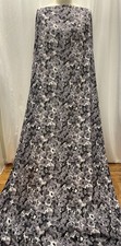 Cotton Poly Blend Floral Black Gray White Color Fabric By The Yard 56" Wide