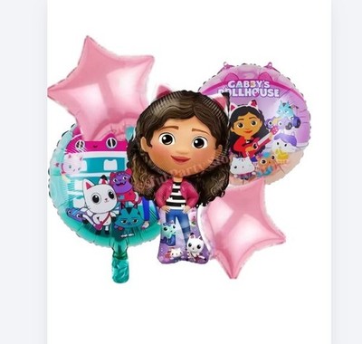Gabbys Dollhouse 5-pc PINK Balloon Decoration Birthday and Single Balloons Party