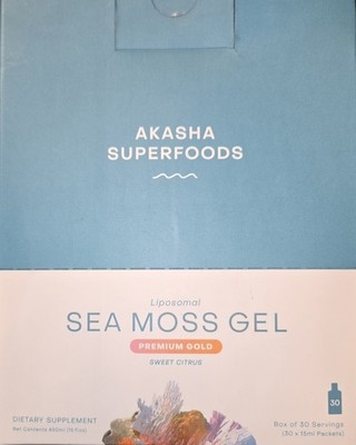 Akasha Liposomal Prem Gold SEA MOSS GEL 30 Packs(30 Serv)Sweet Cit BEST BY 03/26