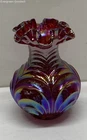 Vintage Fenton Carnival Glass Vase with Ruffled Top 8in Tall