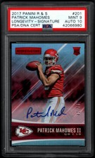 Patrick Mahomes II 2017 Rookies & Stars #201 Longevity /75 RC Auto PSA9/10 MINT