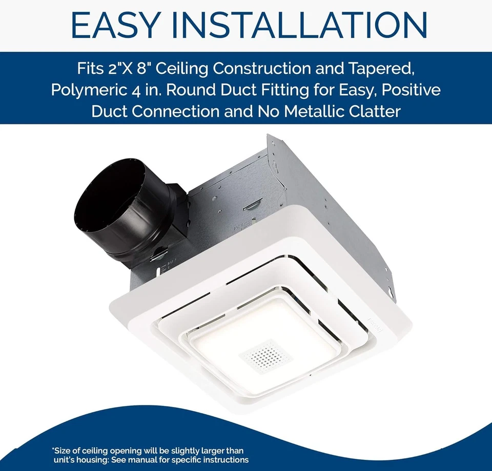 Broan Bathroom fan with LED Light and Bluetooth Speaker 80 CFM - Image 3 of 4