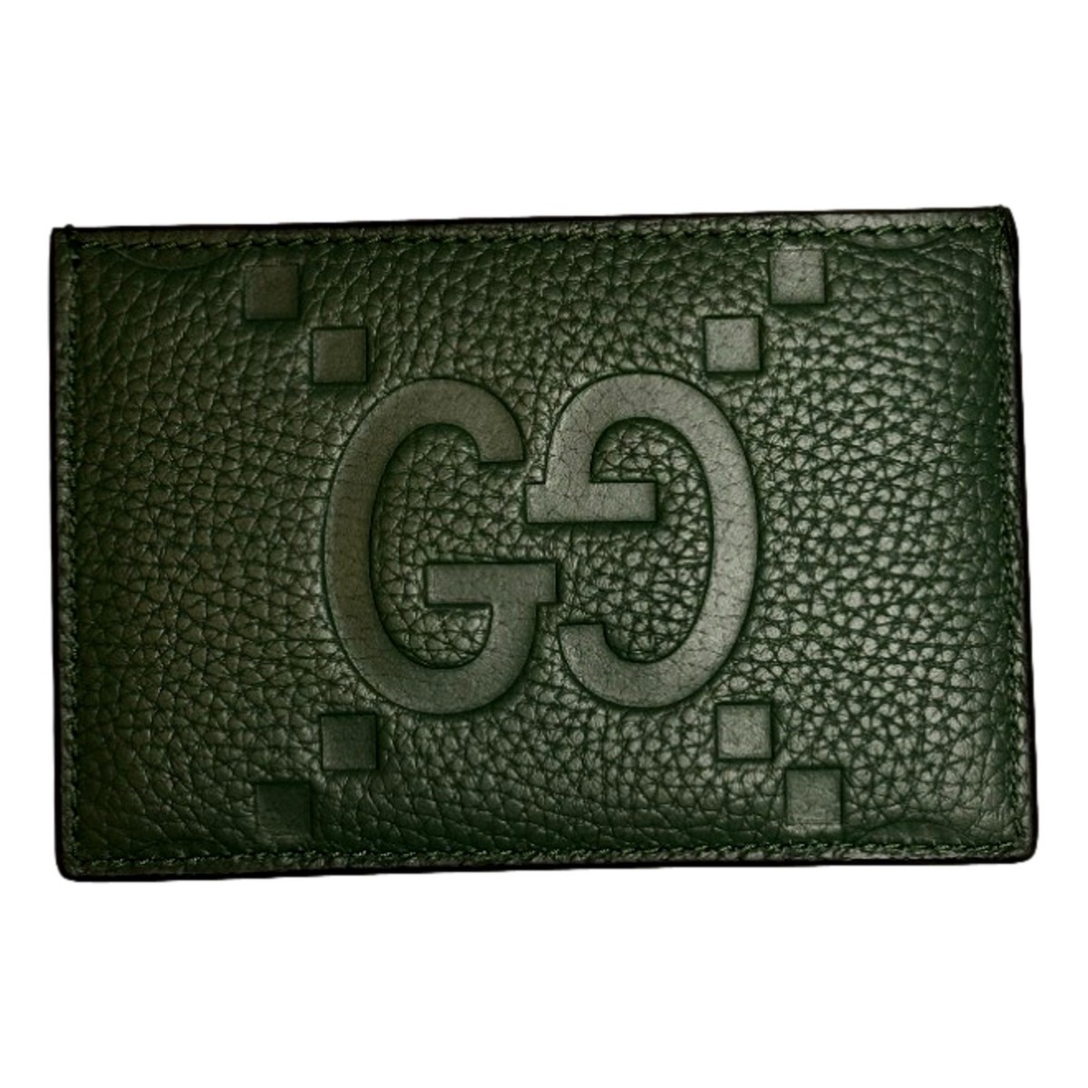 Gucci Jumbo GG Green Leather Card Holder Wallet 812681 New w/ Box
