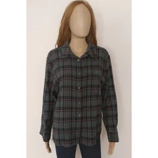 Lee Women's 1X Flannel Shirt Button Up Plaid 100% Cotton Grunge Preppy Outdoor